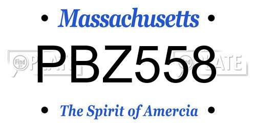 PBZ558 Massachusetts License Plate