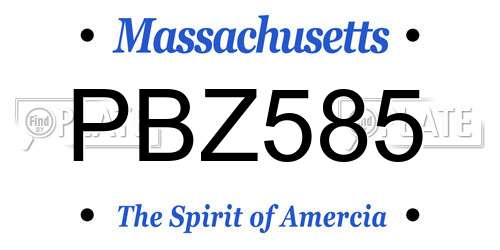 PBZ585 Massachusetts License Plate