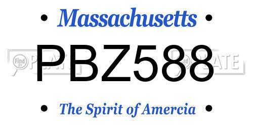 PBZ588 Massachusetts License Plate