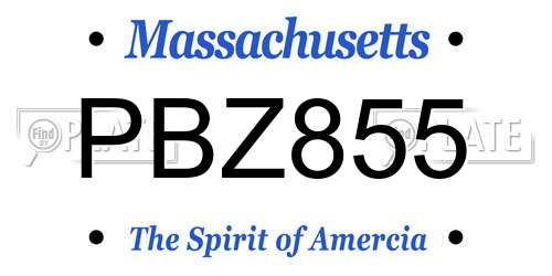 PBZ855 Massachusetts License Plate