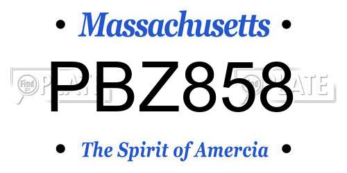 PBZ858 Massachusetts License Plate