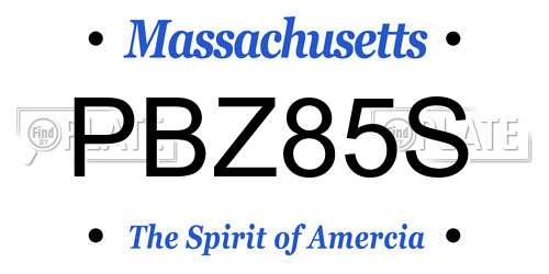 PBZ85S Massachusetts License Plate