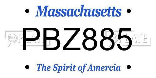 PBZ885 Massachusetts License Plate