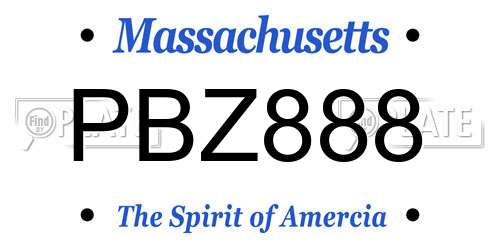 PBZ888 Massachusetts License Plate