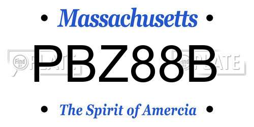 PBZ88B Massachusetts License Plate