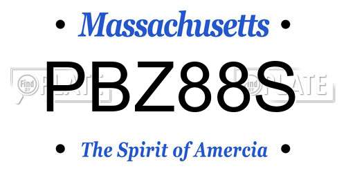 PBZ88S Massachusetts License Plate