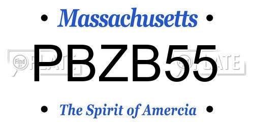 PBZB55 Massachusetts License Plate