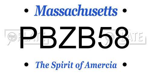 PBZB58 Massachusetts License Plate