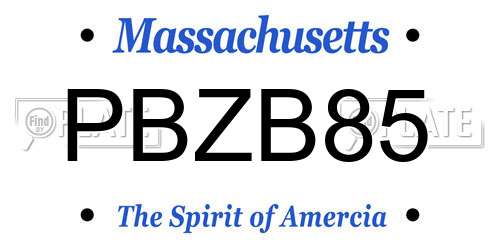 PBZB85 Massachusetts License Plate