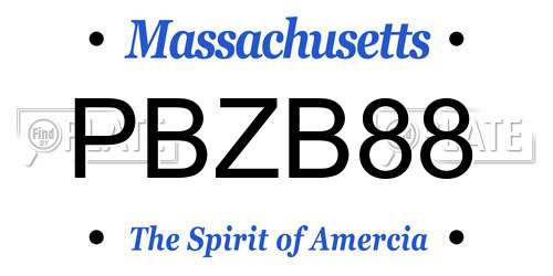PBZB88 Massachusetts License Plate
