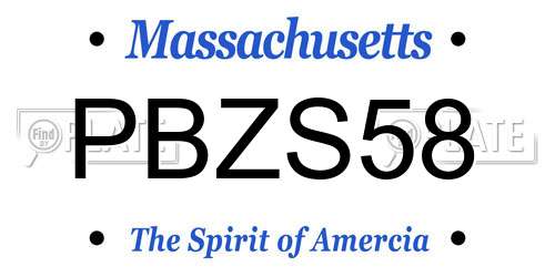 PBZS58 Massachusetts License Plate