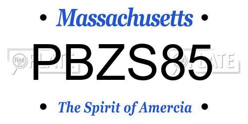 PBZS85 Massachusetts License Plate
