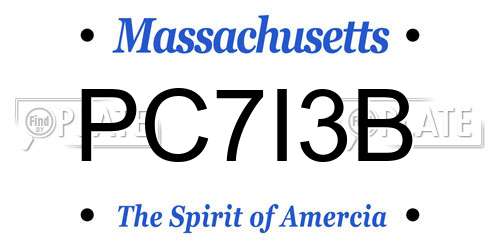 PC7I3B Massachusetts License Plate