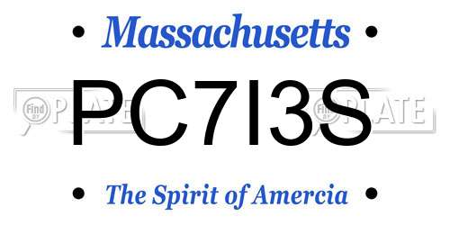 PC7I3S Massachusetts License Plate