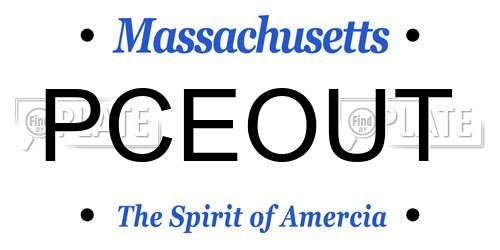PCEOUT Massachusetts License Plate