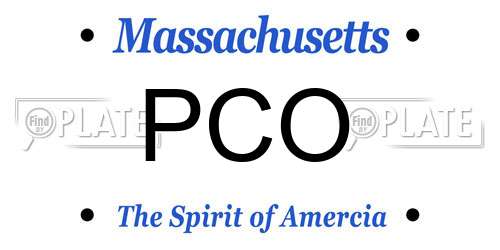 PCO Massachusetts License Plate