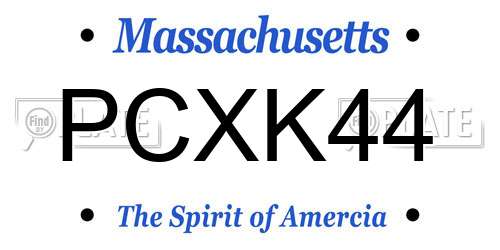 PCXK44 Massachusetts License Plate