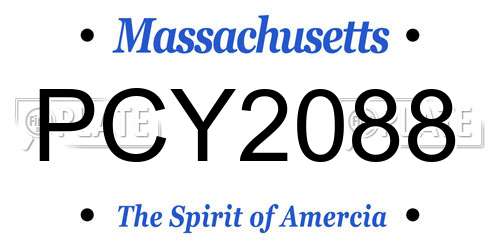 PCY2088 Massachusetts License Plate