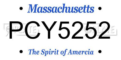PCY5252 Massachusetts License Plate