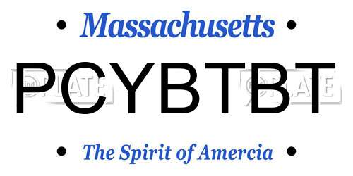 PCYBTBT Massachusetts License Plate