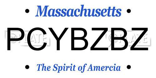 PCYBZBZ Massachusetts License Plate