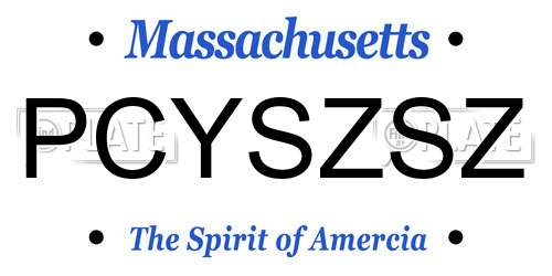 PCYSZSZ Massachusetts License Plate