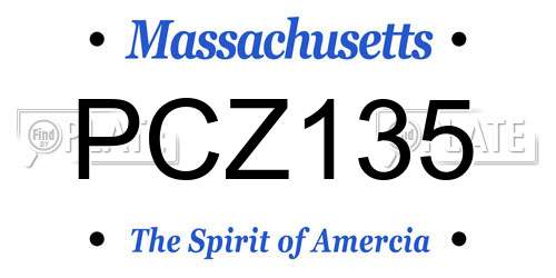 PCZ135 Massachusetts License Plate