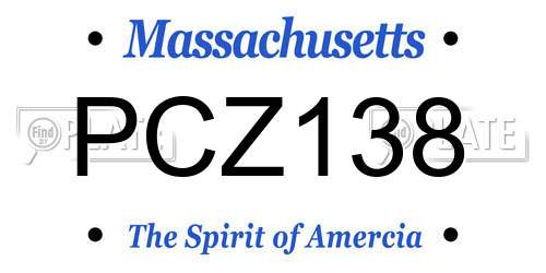 PCZ138 Massachusetts License Plate