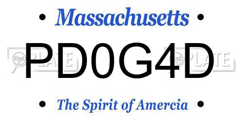 PD0G4D Massachusetts License Plate