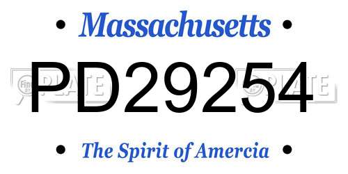 PD29254 Massachusetts License Plate