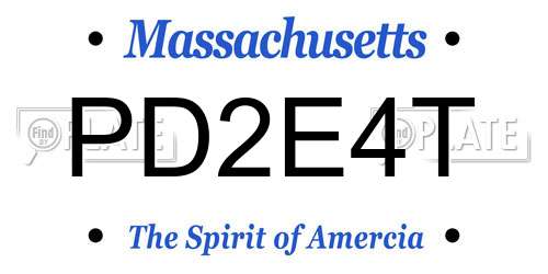 PD2E4T Massachusetts License Plate