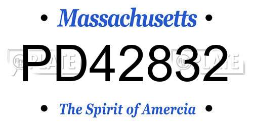 PD42832 Massachusetts License Plate