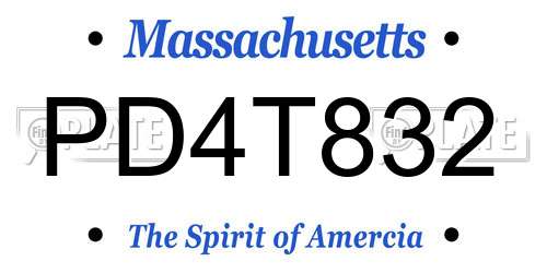 PD4T832 Massachusetts License Plate