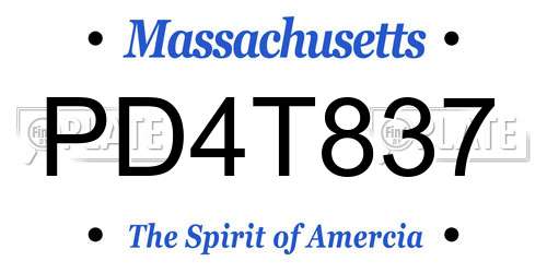 PD4T837 Massachusetts License Plate