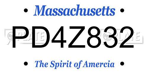 PD4Z832 Massachusetts License Plate