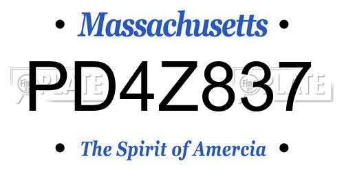 PD4Z837 Massachusetts License Plate
