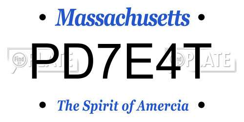 PD7E4T Massachusetts License Plate