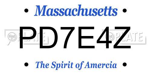 PD7E4Z Massachusetts License Plate