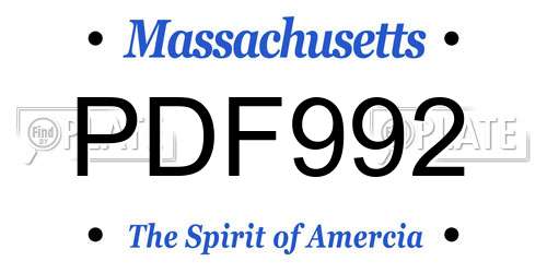 PDF992 Massachusetts License Plate