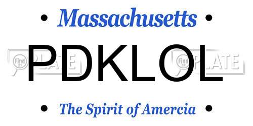 PDKLOL Massachusetts License Plate