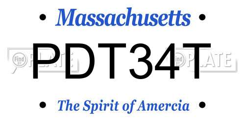 PDT34T Massachusetts License Plate
