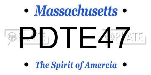 PDTE47 Massachusetts License Plate