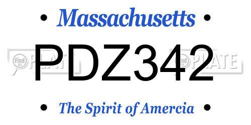 PDZ342 Massachusetts License Plate