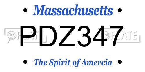 PDZ347 Massachusetts License Plate
