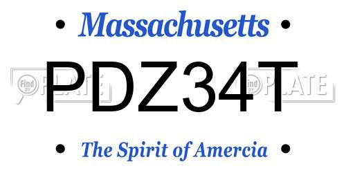 PDZ34T Massachusetts License Plate