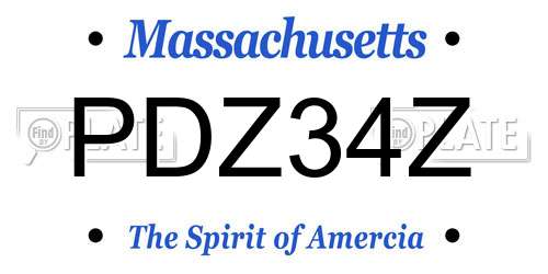 PDZ34Z Massachusetts License Plate