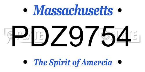 PDZ9754 Massachusetts License Plate