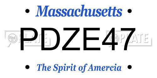 PDZE47 Massachusetts License Plate