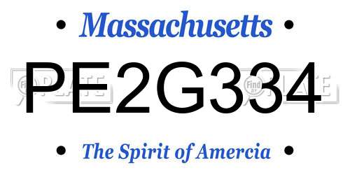 PE2G334 Massachusetts License Plate