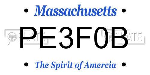 PE3F0B Massachusetts License Plate